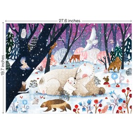 Elena Essex Puzzle - Snowfall | Christmas Puzzles 1000 Pieces | Puzzles for Adults 1000 Pieces | Holidays Snow Polar Bear Winter Animals Puzzle | Size 28x20 inches