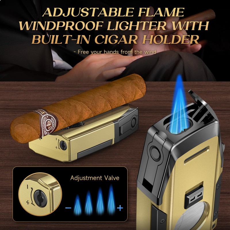 KEJIAR Cigar Lighter, Multi-Purpose Cigar Torch Lighter, Refillable Butane Torch
