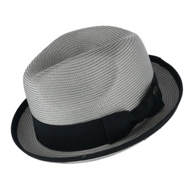 Epoch hats company Men's Fedora with Contrast Band and Trim, Small/Medium, Grey