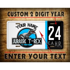 SignsAndTagsOnline.com Custom Jurassic T-Rex License Plate Dinosaur Park Jeep Wrangler Sahara Auto Tag