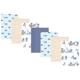 Hudson Baby Unisex Baby Cotton Flannel Burp Cloths 7-Pack, Pastel Dino, One Size