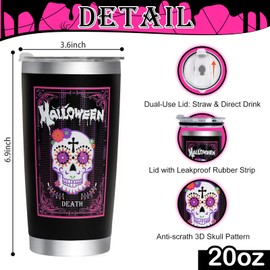 Zyphoria Horror Halloween Tumbler 20OZ with Lid and Straw, Halloween Coffee Mugs Gift for Women, Spooky Insulated Stainless Steel Travel Cup Gifts for Women, Men, Horror Movie Lovers