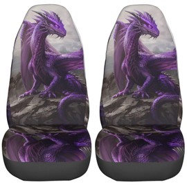 Delerain Car Seat Covers Set 2Pcs, Cool Purple Dragon Universal Front Car Seats Vehicle Enterior Protector Suitable Fits Most Car Auto SUV Sedan Truck