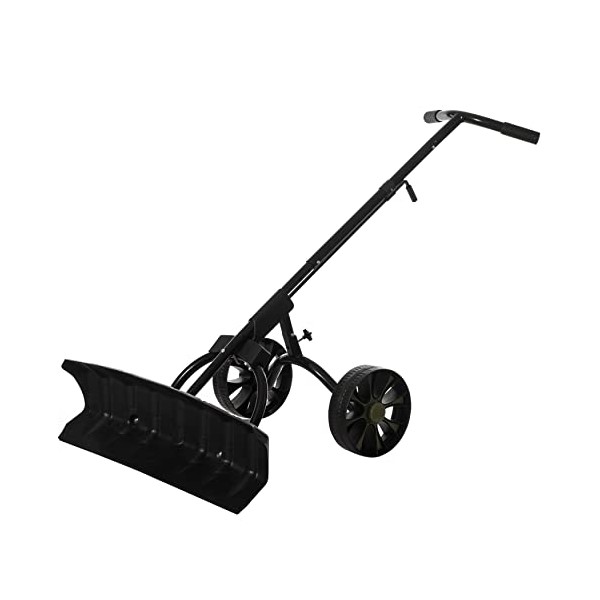 Gardenised Extra Wide 36 in. Snow Shovel Plow Pusher Remover with Large Rugged Wheels, Heavy Duty, Black