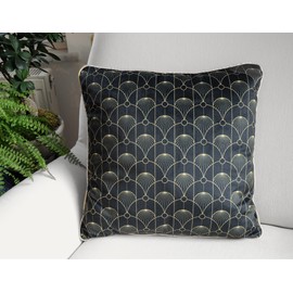 LIBERTAD® Flower Design Hygge Piping Velvet Cushion Cover for Sofa 17X17 inches 43cm x 43cm Soft Decorative Pillowcase with invisible Zipper with printable wallarts (Artdeco)
