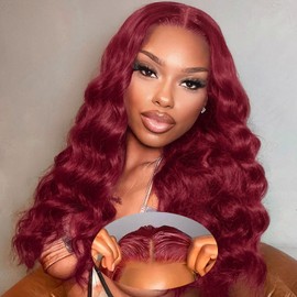 Ailwelia 99j Burgundy Closure Body Wave Bob Wigs Human Hair 5x5 Hd Lace Closure Wigs Human Hair Glueless Wigs Human Hair Bob 200 Density Wear And Go Glueless Human Hair Bob Wigs For Black Women 18inch