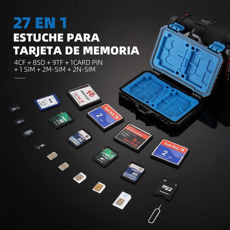 Funda para Tarjetas SD de 27 Ranuras, Estuche para Tarjeta