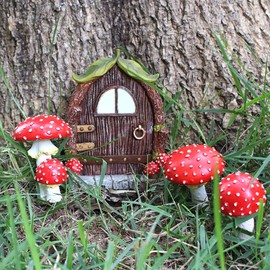 Meyas Outdoor Statues Fairy Garden Decoration, Miniature Garden Sculpture Statues Ornament,Outdoor Art Yard Garden Gnomes Tree Face Figurine Indoor Decoration Garden Statue Mushroom Glow in The Dark