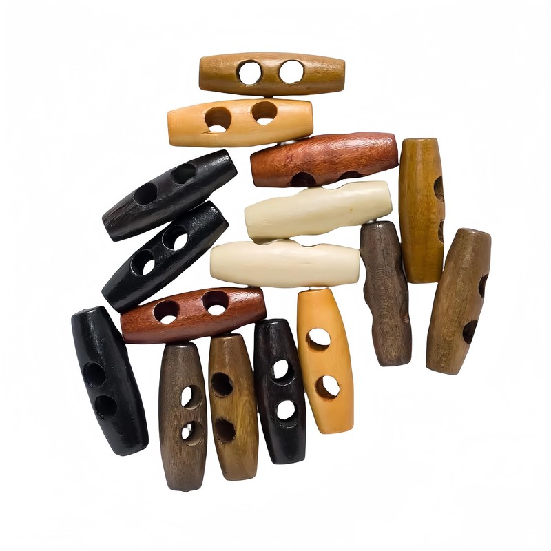 5 pcs Olives Buttons - 2 Hole Wood Toggle Sewing