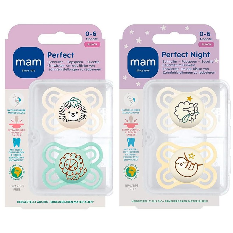 MAM Perfect Day & Perfect Night Dummy 0-6 Soft Colours