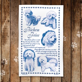 Bichon Frise Printed Tea towel - 100 Percent Cotton. Dog Lover Pet gift for him her best boy/girl Doggo Friend Teatowel