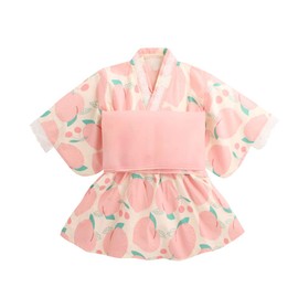 SLINX HF01 Yukata, Children, Girls, Baby, Kids, Summer Festival, Summer Kimono, Yukata, 2-piece Set, Obi Set, One Piece Set, With Belt, pink, 130