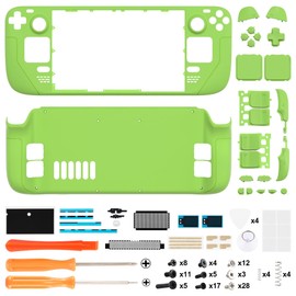 eXtremeRate Custom Green Shell for Steam Deck LCD - Replacement Full Housing Kit - Front & Back Cover, Buttons - Accessories for Steamdeck Game Console (Console NOT Included)