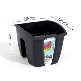 7 ltr Graphite S size CROWN flower pot for railing, 3 sizes, 4 colours