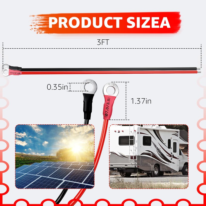 Sigely 10Awg Solar Battery Cables 10 Gauge