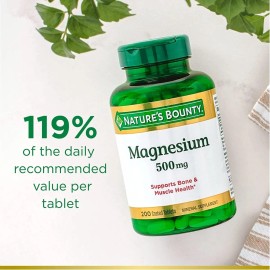 Nature's Bounty Magnesio Magnesium Oxido 500mg Huesos y Musculo 200 Tabletas Apoyo A La Salud Ósea Y El Mantenimiento De La Mineralización Ósea