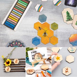 MAGICLULU 50pc Beech Wooden Hexagonal Ornaments Crafts Decorations for Weddings Birthdays Christmas Premium Quality Wooden Shapes for Creative Family Projects Unique Party Embellishments
