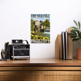 Lantern Press 6x9 Inch Metal Sign, Pigeon Forge, Tennessee, The Old Mill