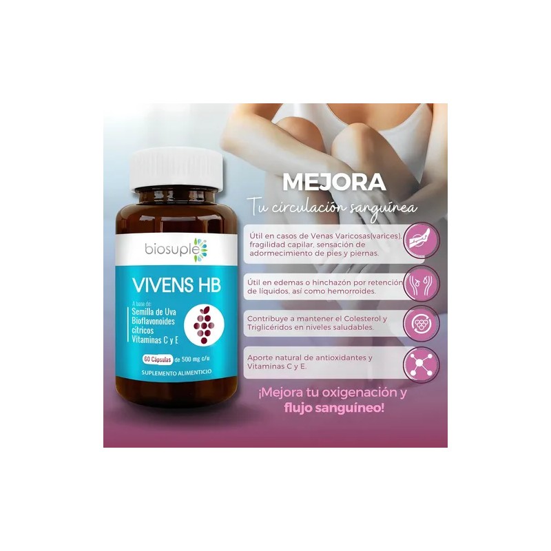 Semilla De Uva Biosuple Circulación Sanguinea 60 Caps 500mg