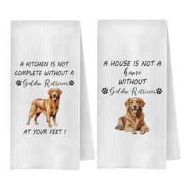 OVAcational Golden Retriever Gifts Kitchen Towels Set of 2,Golden Retriever Decor Hand Towel for Bathroom,Dog Lovers Gifts for Women,16x24 Inches