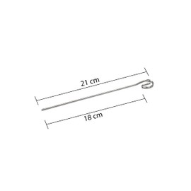 Buddy's BBQ - Barbecue Skewers/Kebab Skewers, 12 Skewers, BBQ Skewers, Barbecue, Cooking, Meat, Fish, Vegetables, Reusable, 21 cm Length, Stainless Steel, Flat Material with Ring Handle