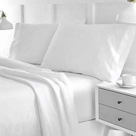 Silentnight Essential Easy Care Non Iron Fitted Sheet, Polyester and Cotton, White, King