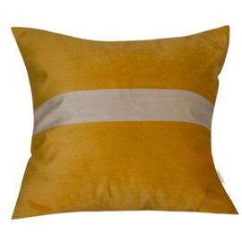 TangDepot Hevey Velvet Decorative Throw Pillow Covers Cushion Covers Pillow Cases with Cream White Striped,Super Soft,Indoor/Outdoor - (18"x18", Gold)