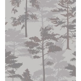 HomKihapai Peel and Stick Wallpaper Forest Trees Jungle - Self Adhesive Removable Wallpaper for Bedroom, Living Room, Nursery - Accent Wall Waterproof Contact Paper (Gray, 17.3" X 78.74")