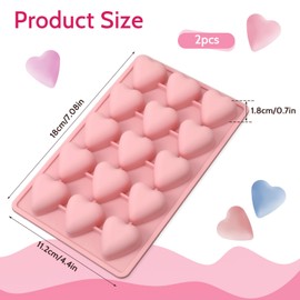 Herzförmige Silikonform, 2 Stück Silikonform Schokolade, Silikonform Herz Klein von Schokolade, Eiswürfel,Geeignet für Valentinstag, Hochzeiten, Verlobungen, Große Feste, Familienleben