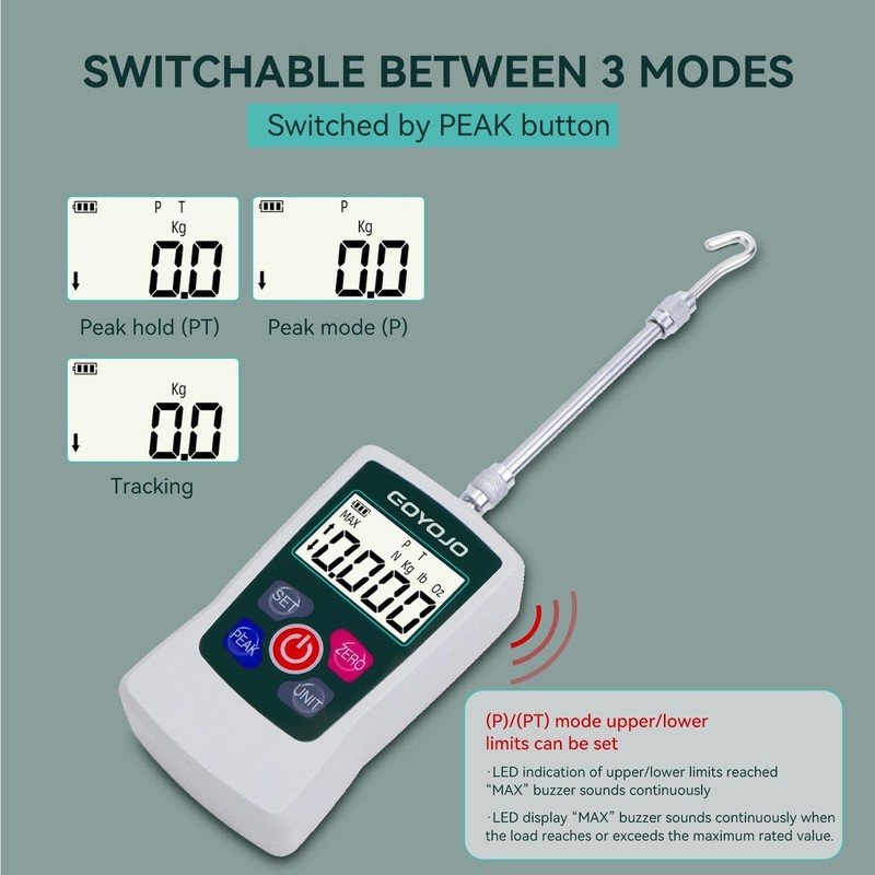 GOYOJO Digital Force Gauge High-Precision Push-Pull Meter for Tension &