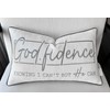 MANOJAVAYA Godfidence Embroidered Pillow Cover - 12x20 Inch Ivory Cotton
