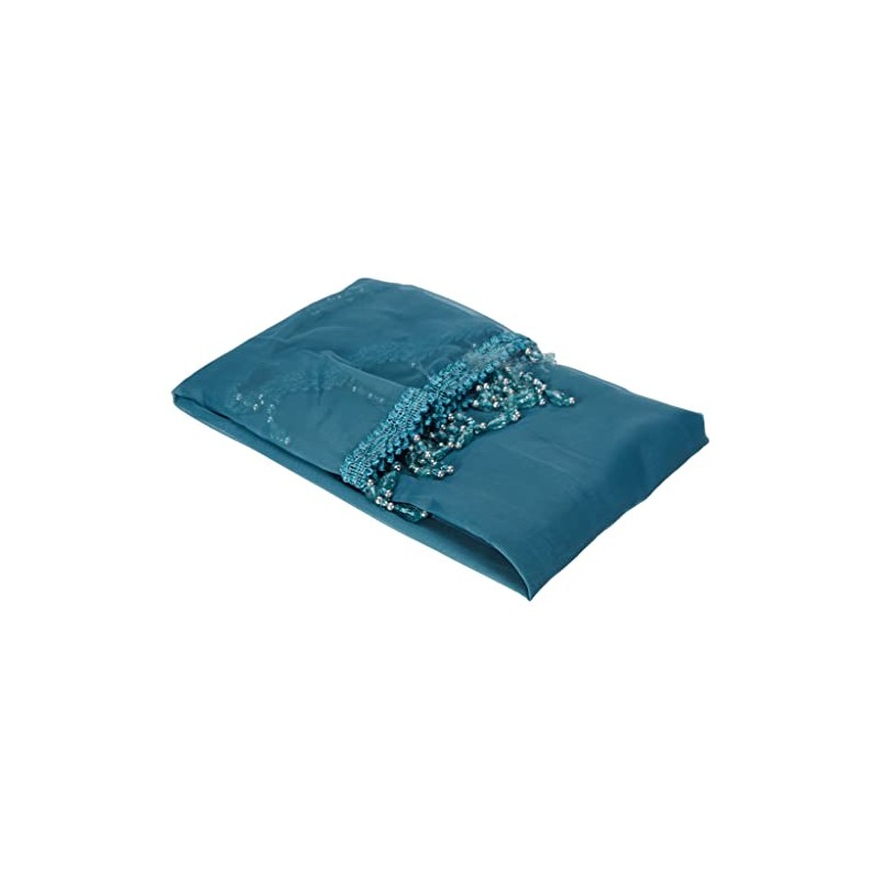 Alan Symonds Voile Curtain Swag with Crystal Beaded Trim Teal