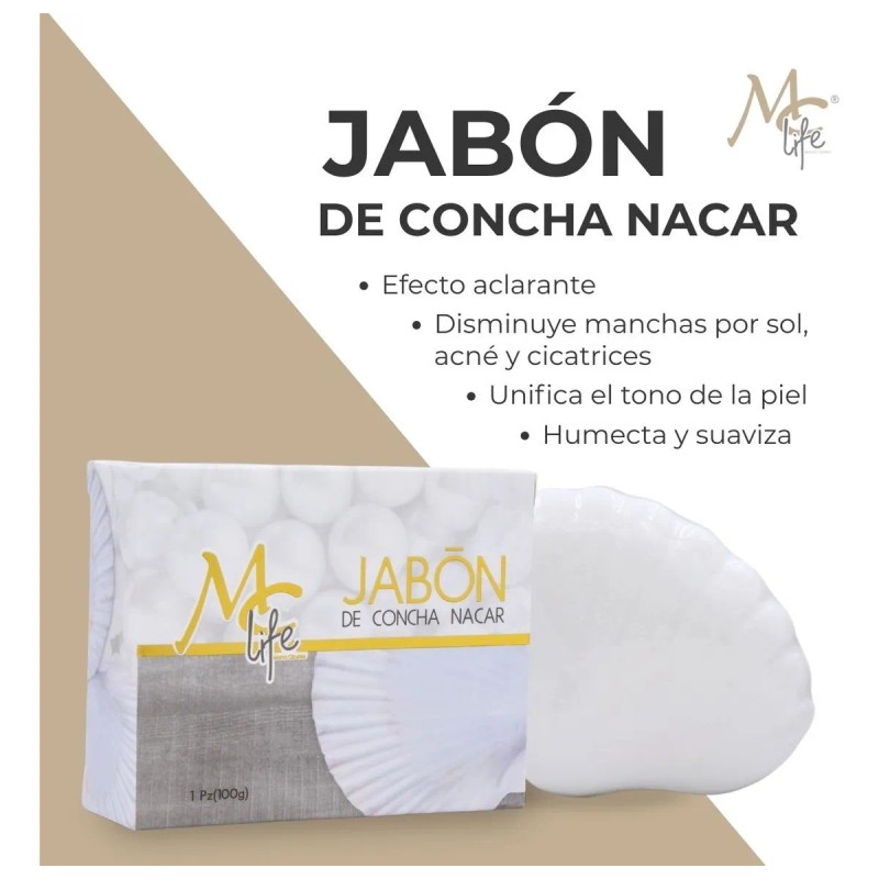 Jabón Concha Nácar Barra Nails Life Aclarante Unifica Disminuye Manchas