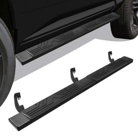 6.5" Running Boards Compatible with 2007-2018 Chevy Silverado/GMC Sierra 1500, 2007-2019 Silverado/Sierra 2500HD 3500HD Double Cab, Black Aluminum Alloy Side Steps, Ridge Pattern Rail Nerf Bars