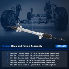 Autoround Power Steering Rack and Pinion Assembly Compatible with Chevy Malibu 2004-2012, Pontiac G6 2005-2010, Saturn Aura 2007-2009 2.2L 2.4L 3.5L, Replace # 23-1810, 15858369