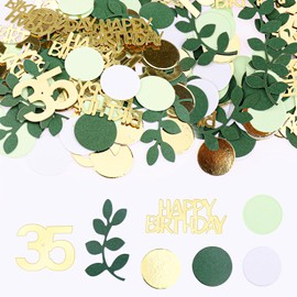 GoldRock Confetti 35th Birthday Decoration Green Gold, Pack of 200 Table Decoration Birthday 35 Years, Confetti Decoration 35th Birthday Decoration, 35th Birthday Man Woman, Confetti Birthday Man