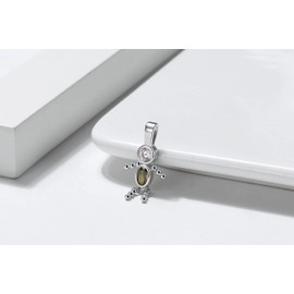 Baby Birthstone Pendant Necklace for Mom by Ginger Lyne - Birth Month Kids - Grandma Family Boy Charm Boy August - Cubic Zirconia CZ Sterling Silver - Box Chain Included