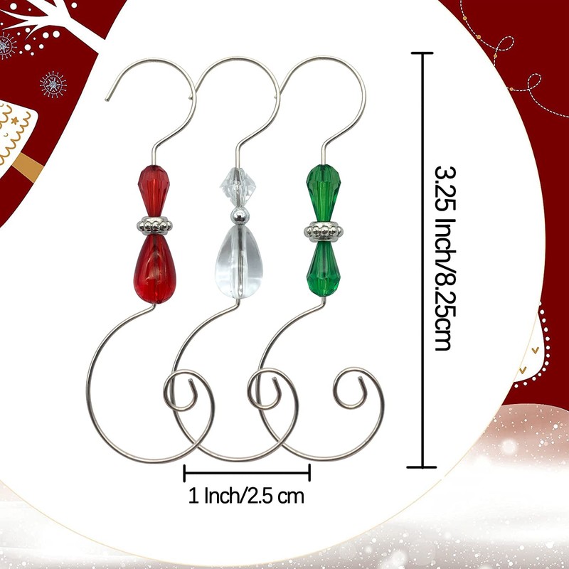 WEIBIAO Christmas Ornament Hooks - Silver Wire Hooks, Acrylic Jewelry