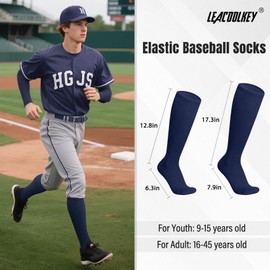LEACOOLKEY Baseball Belt and Socks with Arm Sleeves Combo Set for Adult Men Women Navy Blue