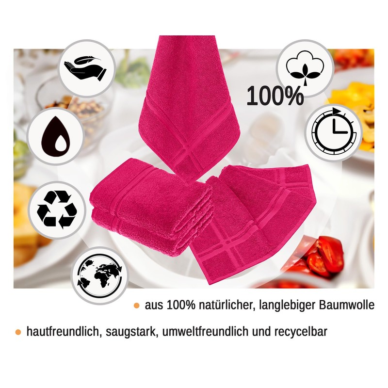 Lashuma London Cotton Dish Cloths Set Red Rhubarb 50 x