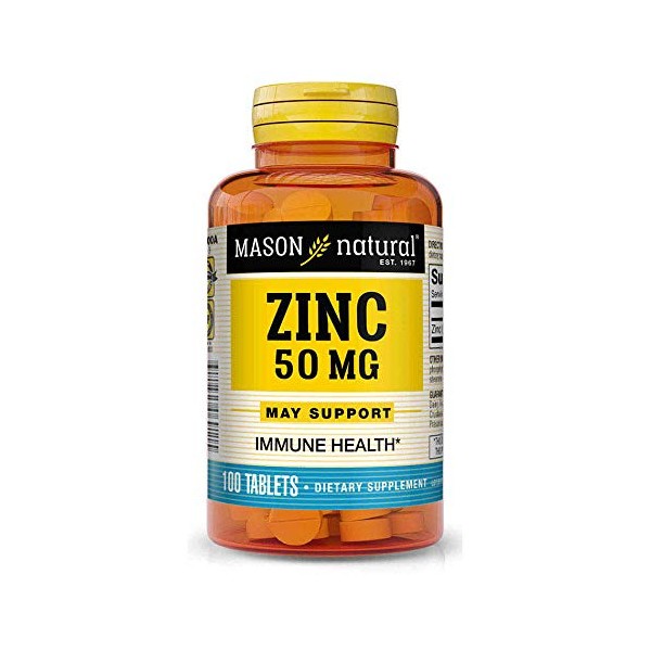Mason Natural Zinc 50 mg Dietary Supplement - 100 Tablets, Pack of 3