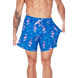 Tipsy Elves Traje de baño - Traje de baño clásico y elástico con entrepierna de 7 pulgadas para hombre con forro de malla, Tabla elástica del paraíso (azul rosa), X-Large