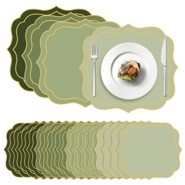 Stuffygreen - 100 manteles individuales de papel bohemios de 13.4 x 12 pulgadas, manteles individuales de papel desechables para bodas, baby shower, banquetes, fiestas, decoración de mesa (verde