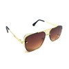 Dweebzilla Luxury Square Aviator Sunglasses w/Floating Lenses (Gold & Black