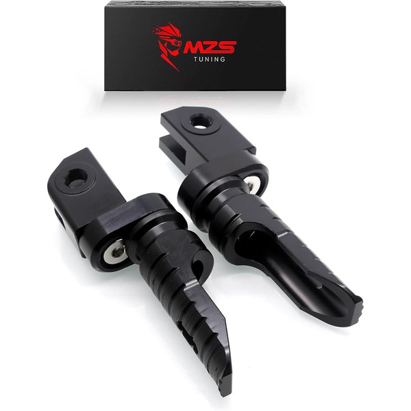 MZS Motorcycle Foot Pegs Front 360° Roating Rider Footpegs Black