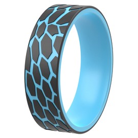 ThunderFit Silicone Wedding Ring Unisex, Laser Printed Design 6mm Wide 2mm Thick