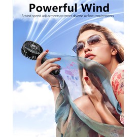 RNKRUN Mini HandHeld Portable Fan, Small Personal Battery Operated Fan Lash Fan usb Rechargeable 3 Speed Adjustable for Outside Travel Patios Indoor Shop Women Men Kids Girl Eyelash Makeup,black