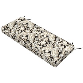 Melody Elephant Outdoor Bench Cushion, Bench Furniture Cushion 48x18x3 Inch, Porch Swing Cushions for Home Garden Loveseat Couch Sofa Glider, Paisley Black