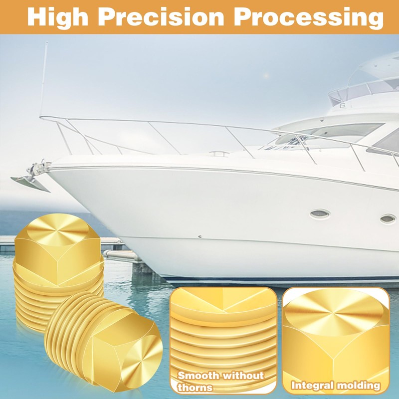 2 Pcs Boat Drain Plug, Solid Brass Boat Plug 1/2
