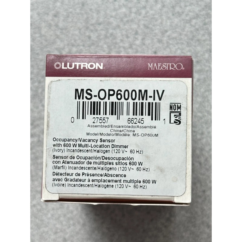 Lutron NEW Lutron Maestro MS-OP600M-IV 600W Occupancy/Vaca